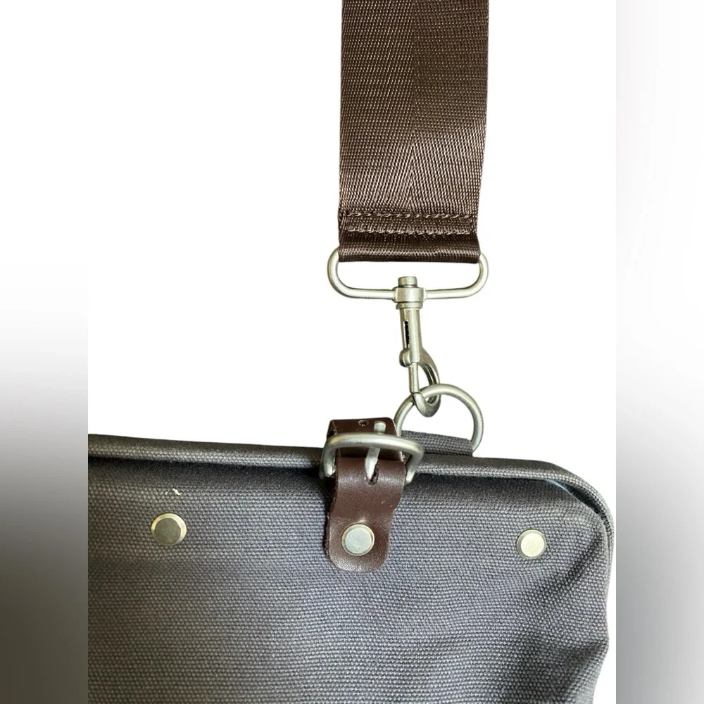Line of Trade No. 0312 Canvas Weekender Duffel Bag Gray Leather Carry On Tote